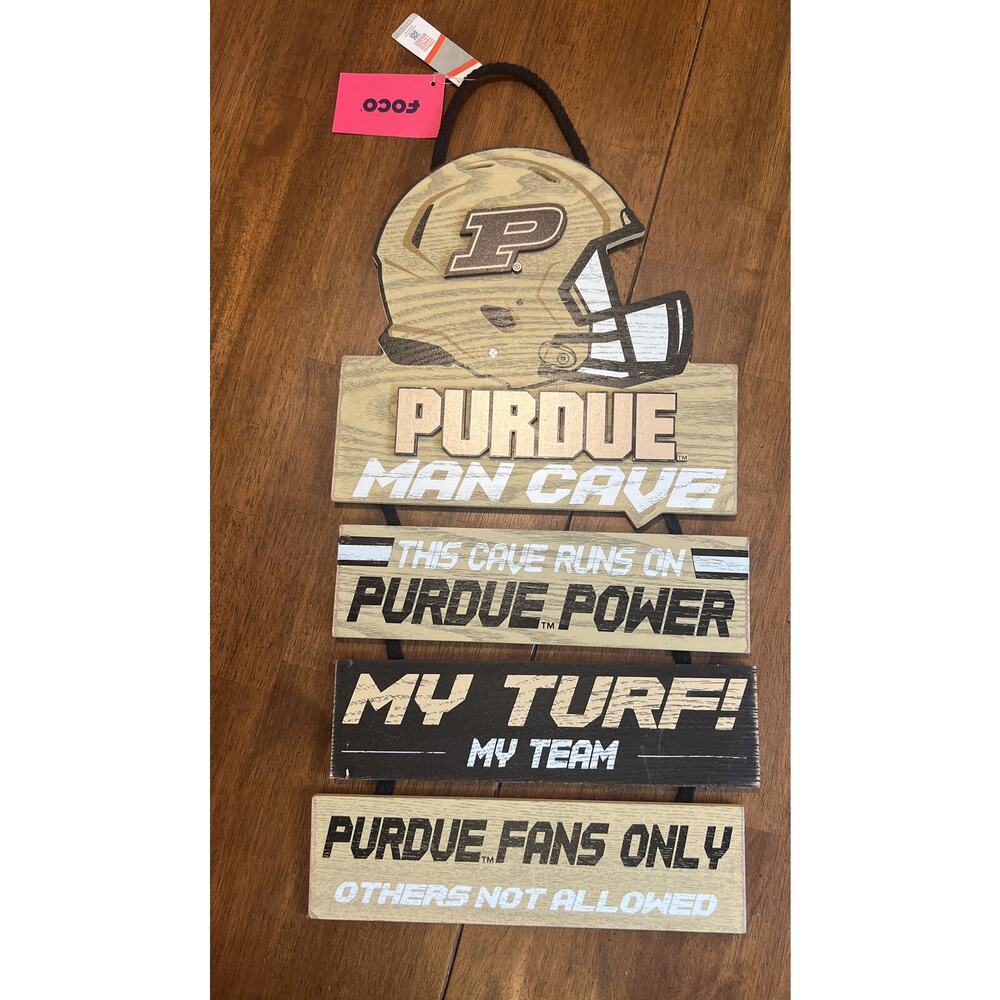 Foco University Of Indiana Boilermakers Purdue Football Man Cave Wooden Sign NEW